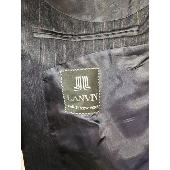 Lanvin Paris New York Black Pinstripe Blazer Jacket Size 44 46 Vintage - Picture 3 of 4